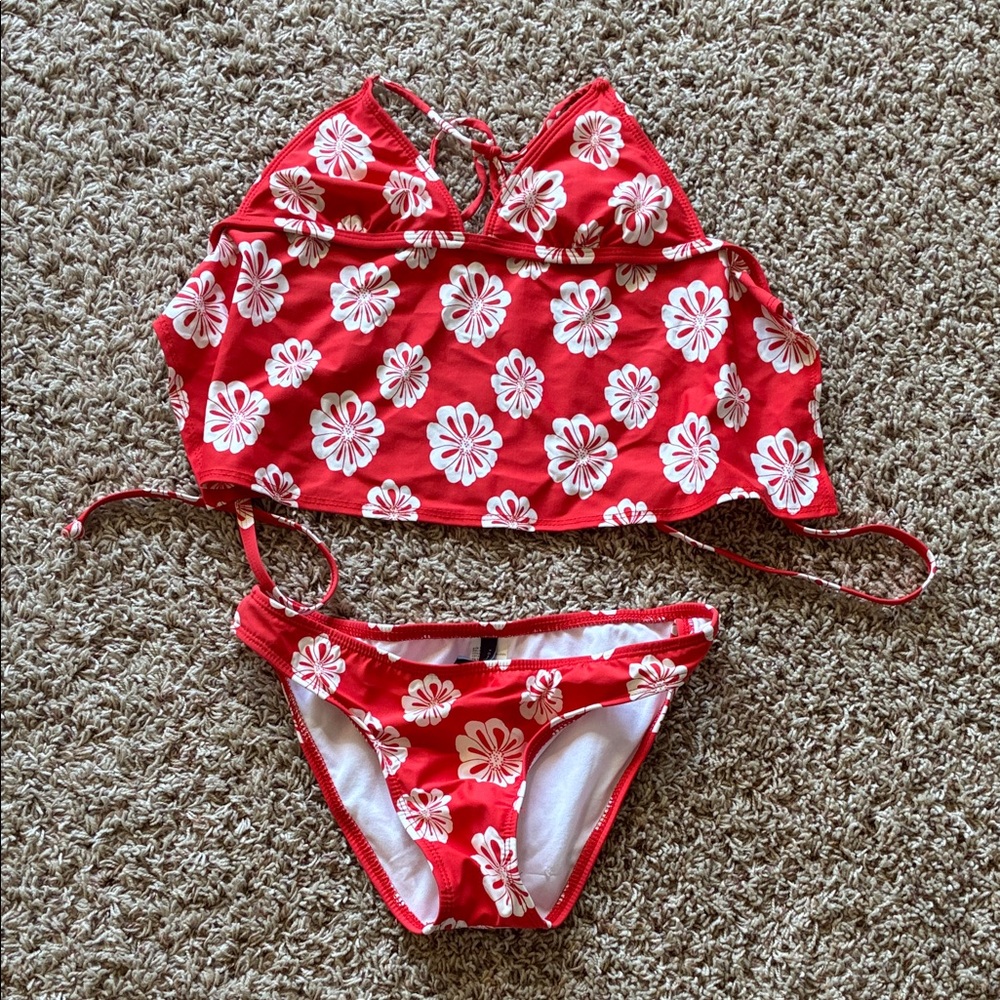 Tommy Hilfiger Red Floral Two-Piece Swim